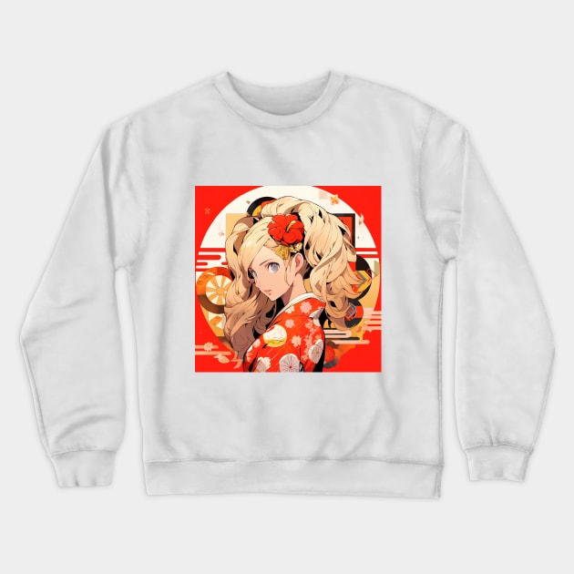 ann kimono Crewneck Sweatshirt by WabiSabi Wonders